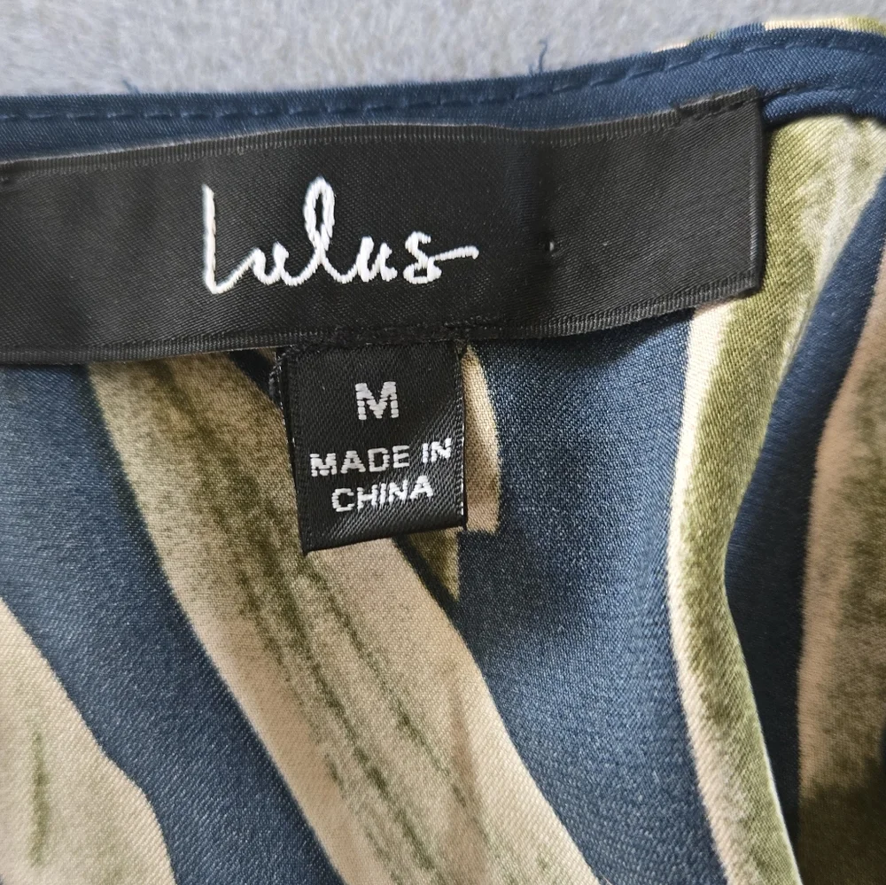 Floral Navy V Neck Slip Dress Satin Feel - Picture 8 of 9